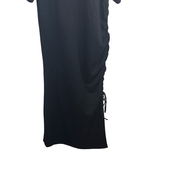 New Line & Dot Ratha Soft Knit T-Shirt Dress Ruched Side Tie Crew Neck Sz L - Picture 4 of 12